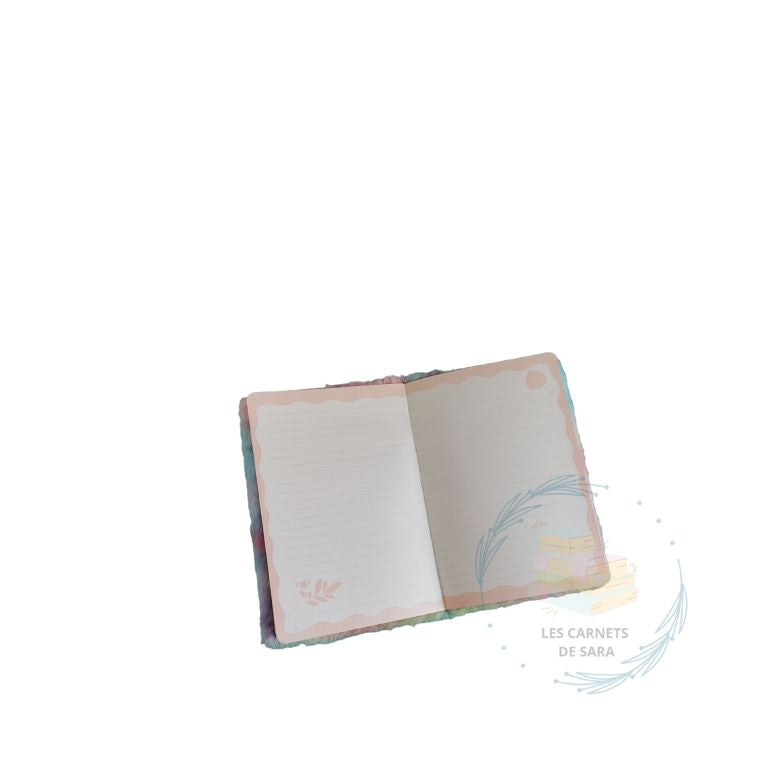 Licorne - Carnet en peluche avec pompon anti-stress