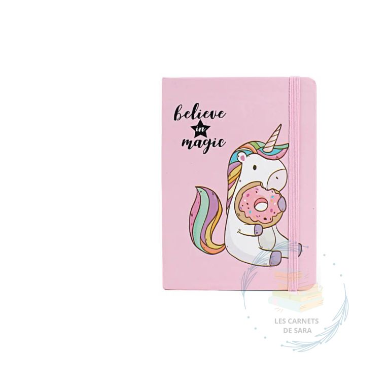Licorne - Carnet A5 avec élastique