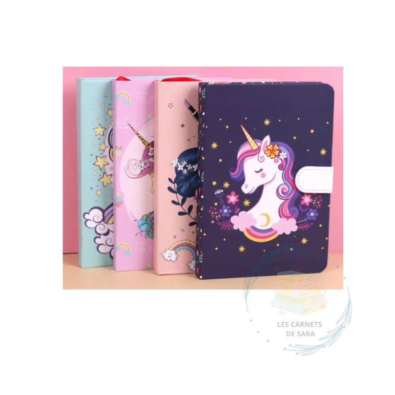 Licorne - Ensemble de 4 Journaux avec fermeture magnétique