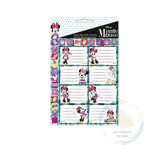 Minnie - 16 étiquettes pailletées et stickers