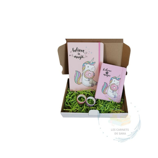 Licorne - box de papeterie rose